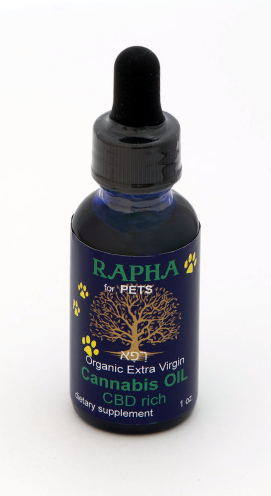 Rapha for pets. 100% pure, unprocessed cannabis oil, cold-pressed, extra virgin, full spectrum. Many CBD oils are diluted, include carriers, additives; many are called tinctures,